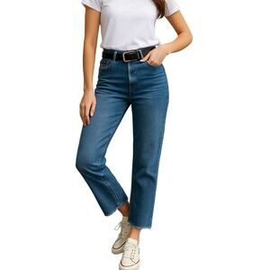 ASOS Women's 30 Cropped Jeans Button Fly Jeans Cut 25" Inseam Distressed Hem
